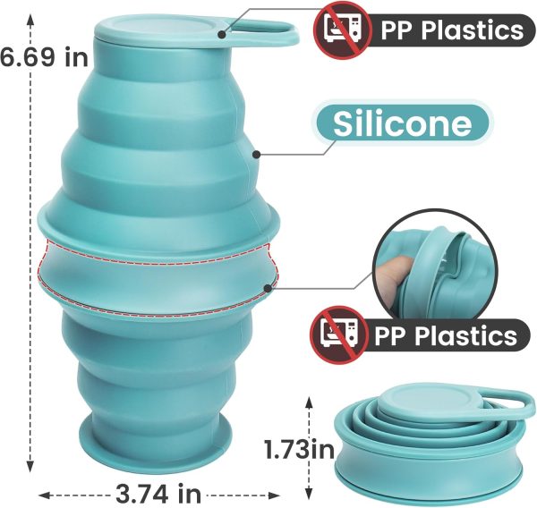 Collapsible Water Bottles 2pcs for Traveling Silicone Foldable Sport Bottle Portable for Outdoor Hiking/Camping (Grey+Blue) - Image 5