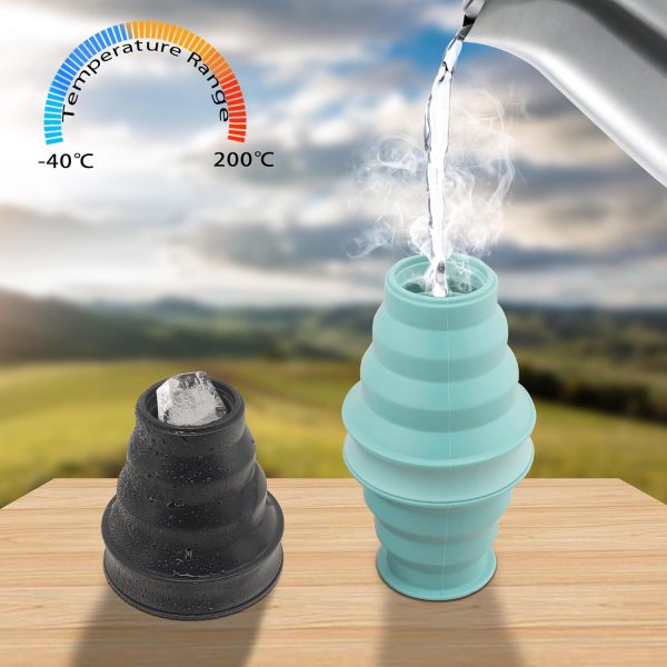 Collapsible Water Bottles 2pcs for Traveling Silicone Foldable Sport Bottle Portable for Outdoor Hiking/Camping (Grey+Blue) - Image 6