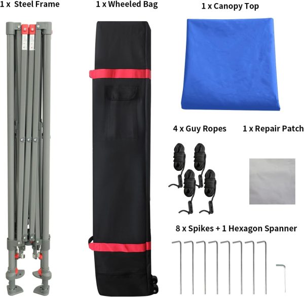 CROWN SHADES Pop Up Canopy - 11x11 Base Beach Tent with One Push Setup - Pop Up Tent for Events, Parties, Camping - Gazebo with STO-N-Go Cover Bag, Silver Coated 9x9 Top, Blue - Image 6