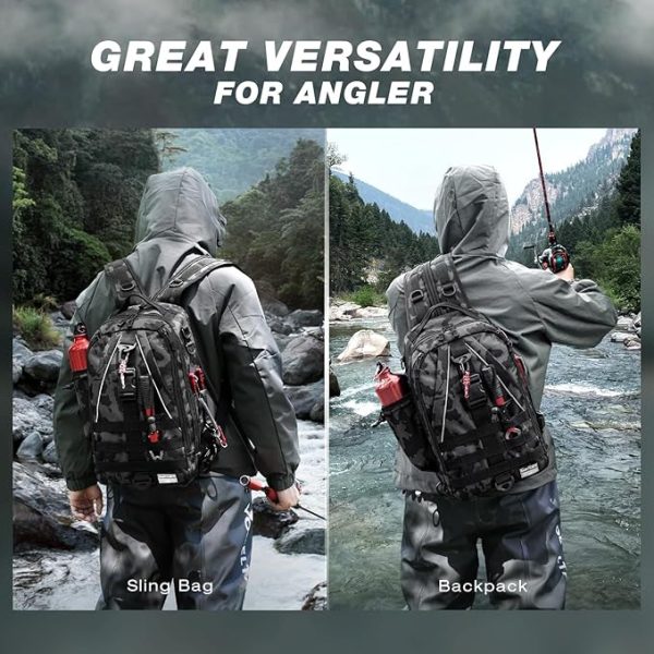 Ghosthorn Fishing Backpack Tackle Sling Bag-Backpack with Rod Holder- Lightweight Tackle Box Fly Fishing Gifts for Men Women - Image 3