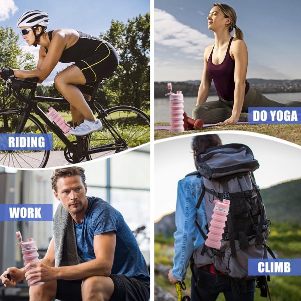 ONTA Collapsible BPA Free Silicone Water Bottle, 20oz - Portable, Leakproof, Easy Clean, Shatter Resistant, Travel Friendly - Image 4