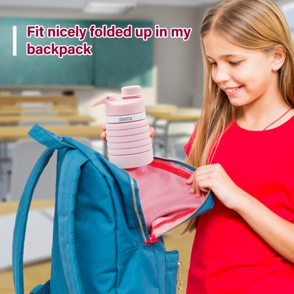 ONTA Collapsible BPA Free Silicone Water Bottle, 20oz - Portable, Leakproof, Easy Clean, Shatter Resistant, Travel Friendly - Image 5